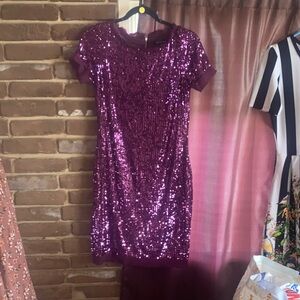 MARINA Purple Sequin Mini Dress